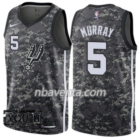 Camiseta Niños San Antonio Spurs Dejounte Murray 5 Nike City Edition Negro Swingman